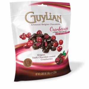 Guylian dark chocolate covered cranberries in pouch