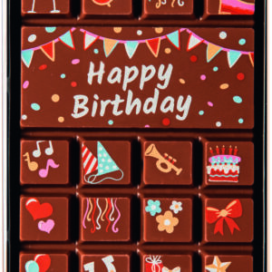 Decorated milk chocolate happy birthday bar - 195mm